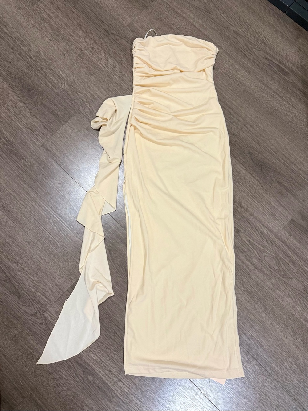 SHEIN Strapless Ruched Maxi Dress